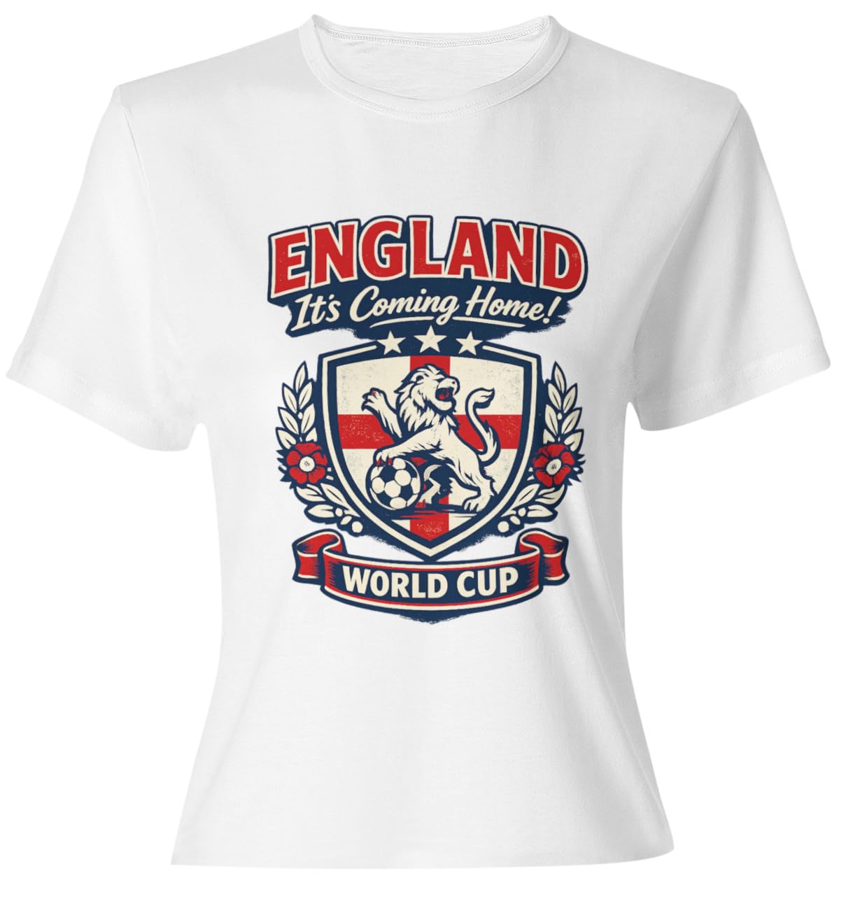 Personalised Galaxy Tees Women's Women’s England World Cup T-Shirt, Custom Name & Number Back Print, Ladies Football Fan Gift - Galaxy Tees