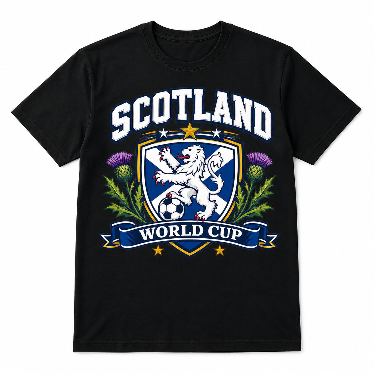 Men's Scotland Saltire Thistle World Cup T-Shirt 2026 Scottish Football Fan T-Shirt Black Navy Military Green - Galaxy Tees