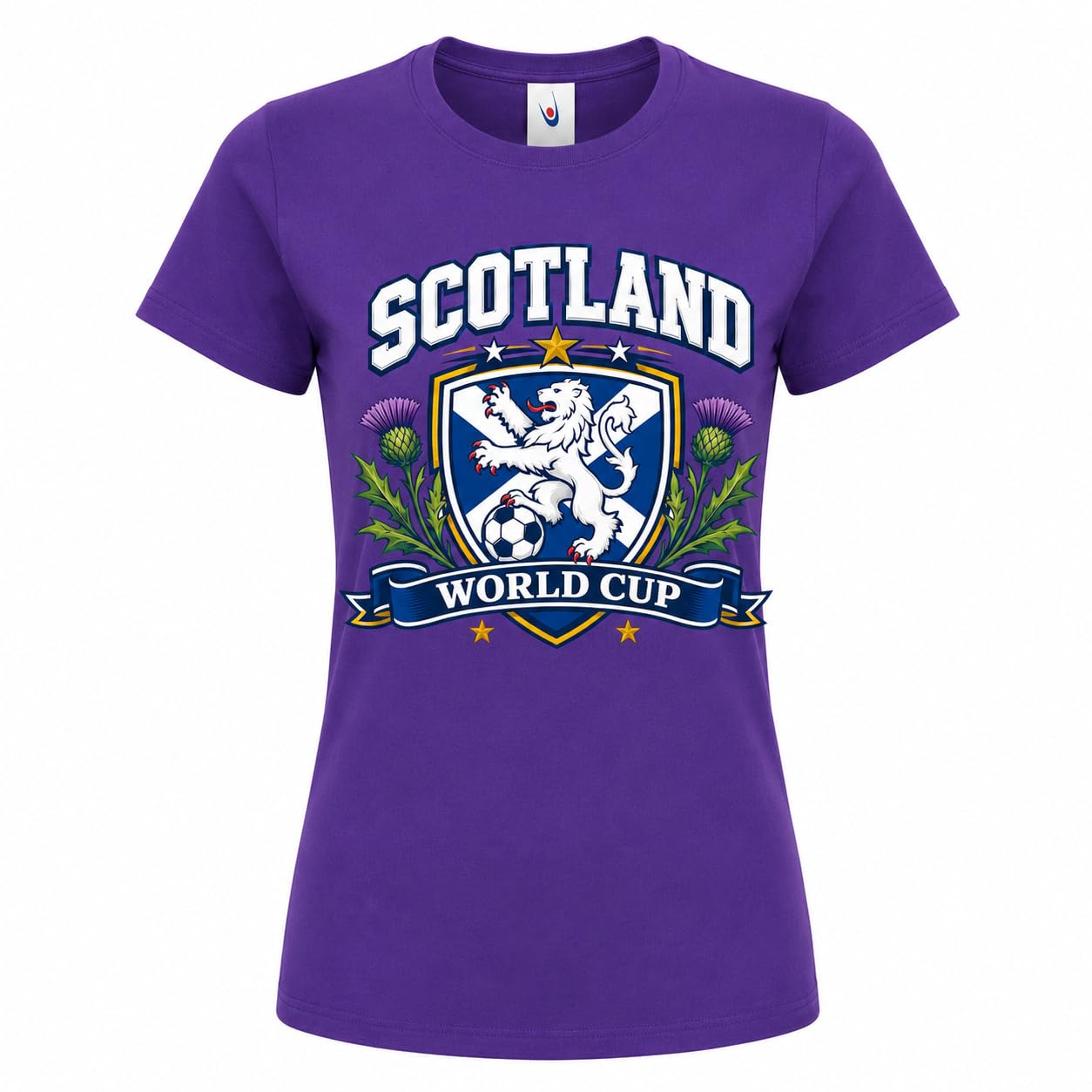 Women’s Scotland Saltire Thistle World Cup T-Shirt Ladies Scottish Football Fan T-Shirt Black Pink Purple Gift - Galaxy Tees