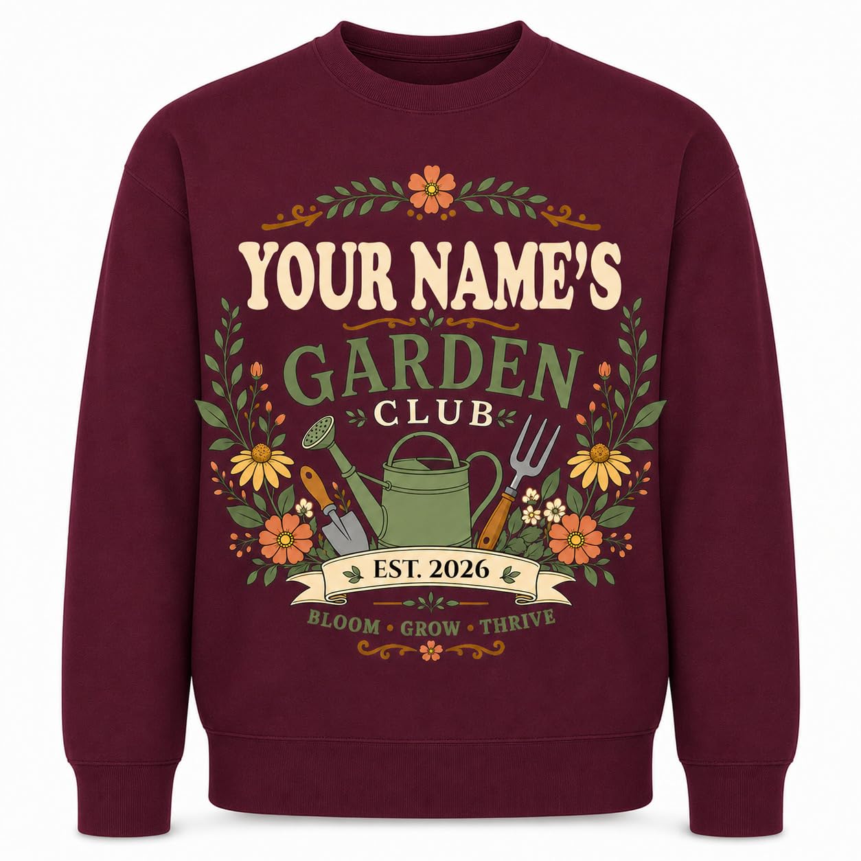 Personalised Garden Club Sweatshirt Custom Name Year Gardening Gift Adult Unisex Gardener Plant Lover Jumper - Galaxy Tees