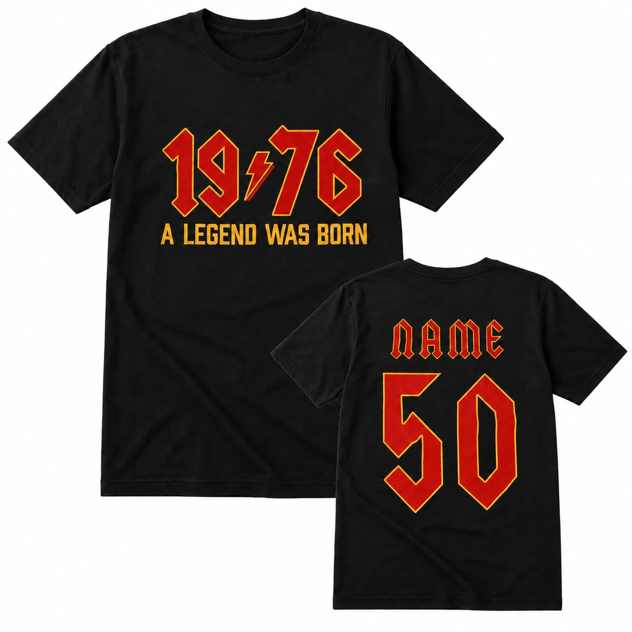 Personalised 50th Birthday T-Shirt 2026 Vintage 1976 Rock Style Custom Name Back Print Men's Birthday Gift T-Shirt