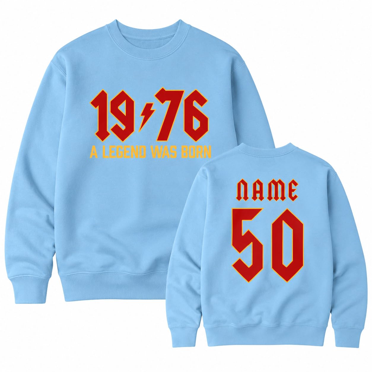 Personalised 50th Birthday Sweatshirt 2026 Vintage 1976 Rock Style Custom Name Back Print Unisex Birthday Gift - Galaxy Tees