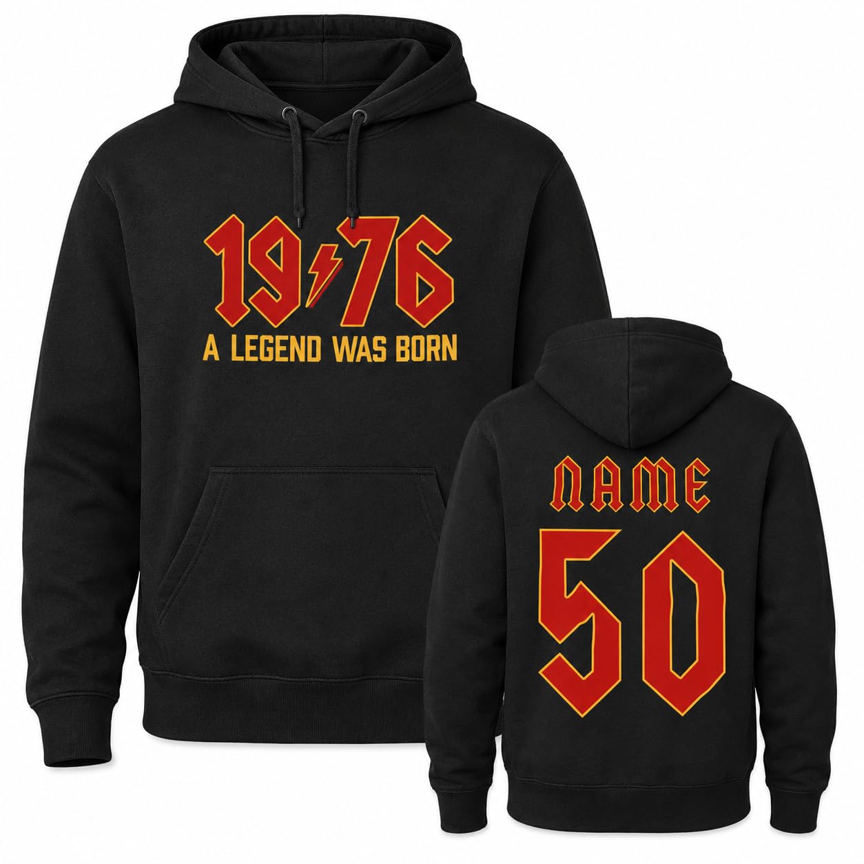 Personalised 50th Birthday Hoodie 2026 Vintage 1976 Rock Style Custom Name Back Print Unisex Birthday Gift