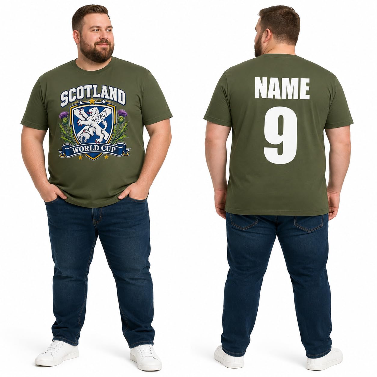Personalised Men's Scotland Saltire Thistle World Cup T-Shirt Custom Name Number Football Fan T-Shirt Gift - Galaxy Tees