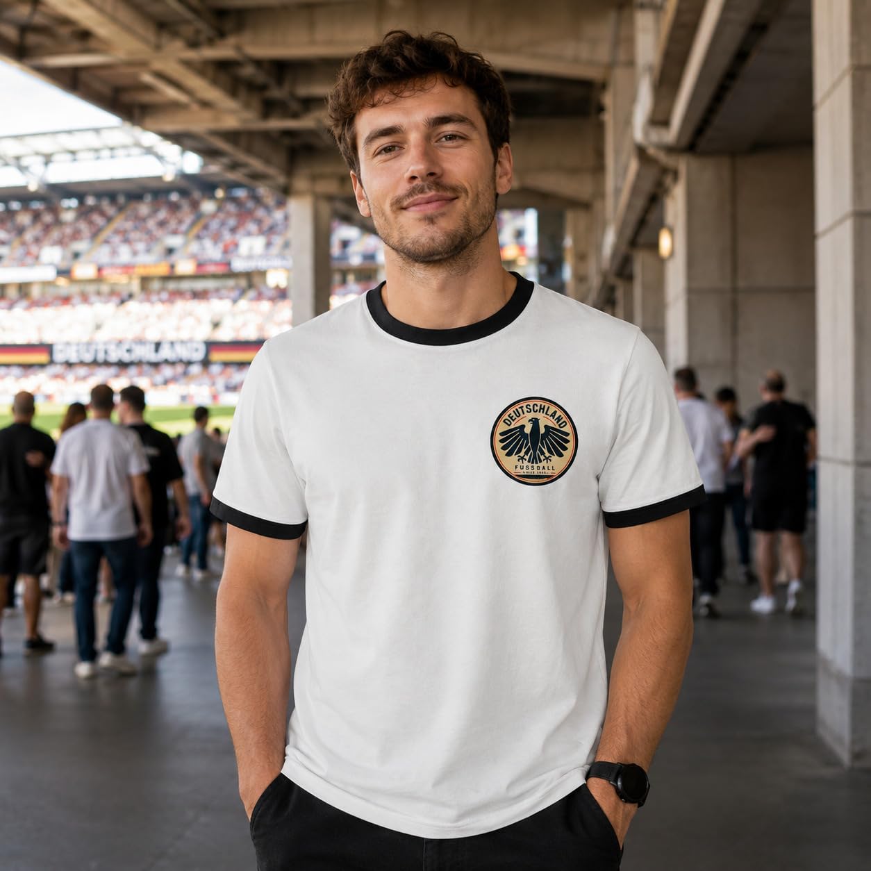 Galaxy Tees Retro Germany Ringer T-Shirt Country Colour Contrast Tee - Galaxy Tees