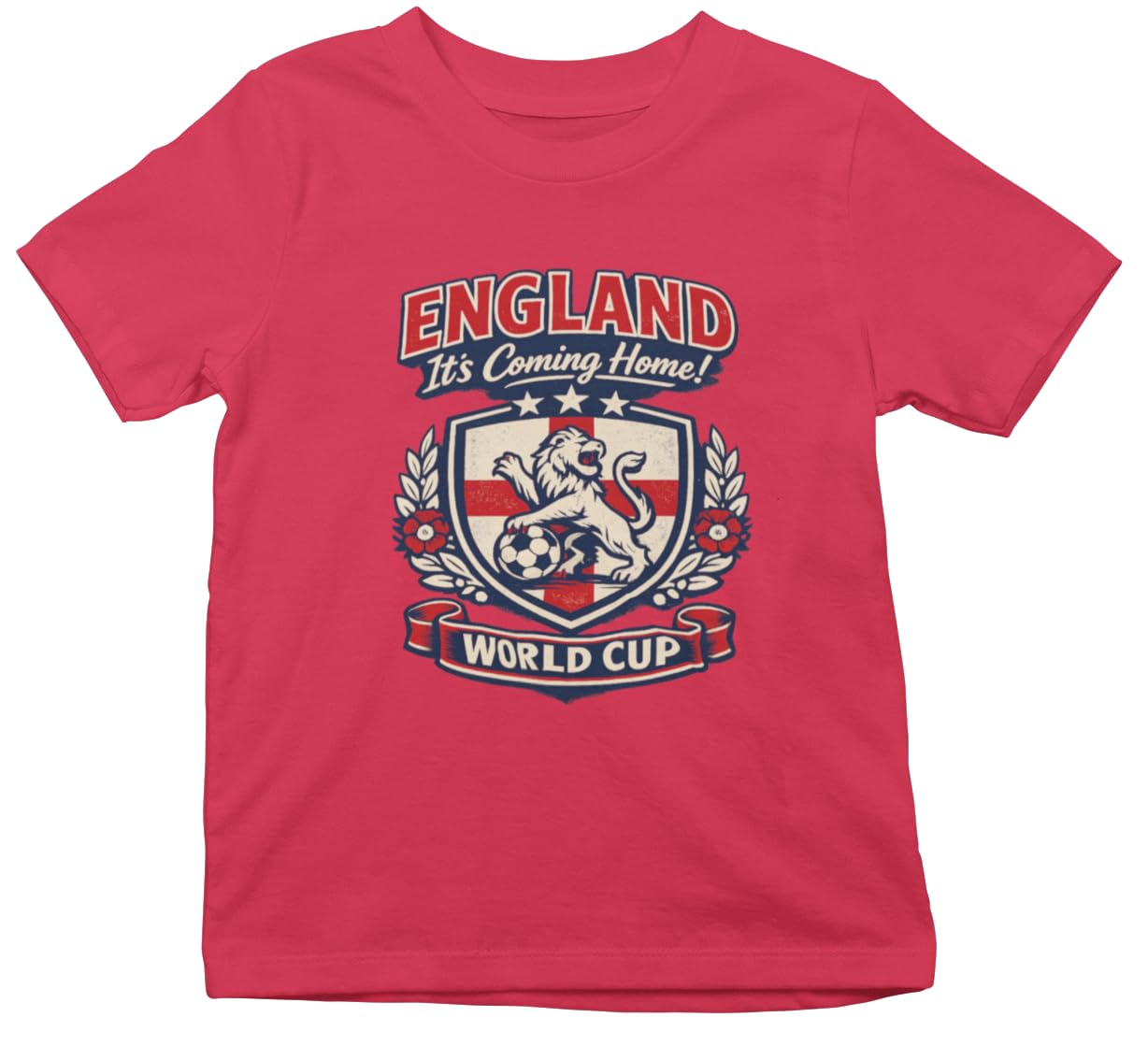 Kids Personalised England Football Fan T-Shirt, Custom Name & Number Back Print, Boys Girls World Cup Match Day Gift - Galaxy Tees
