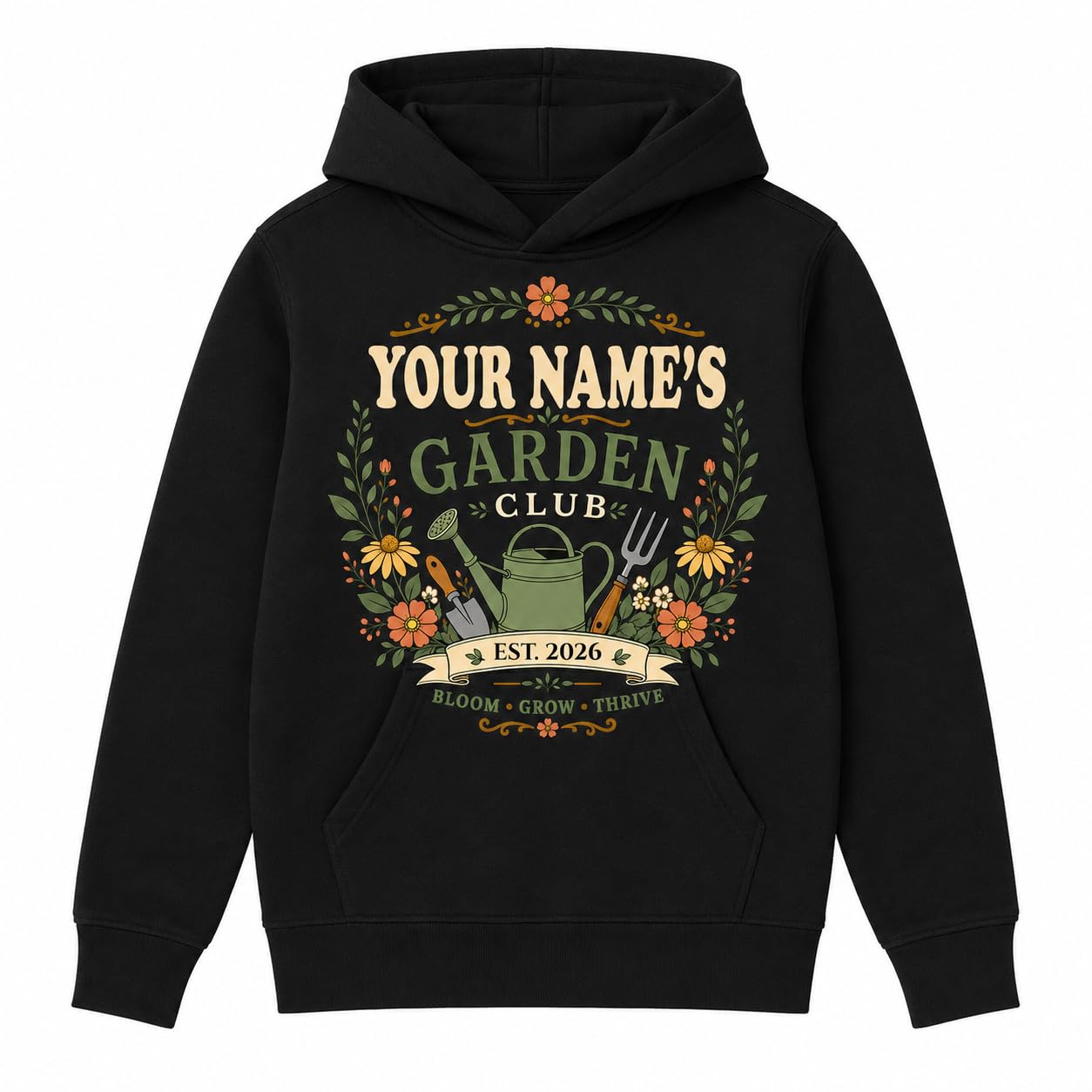 Kids Personalised Garden Club Hoodie Custom Name Year Gardening Gift Boys Girls Little Gardener Sweatshirt - Galaxy Tees
