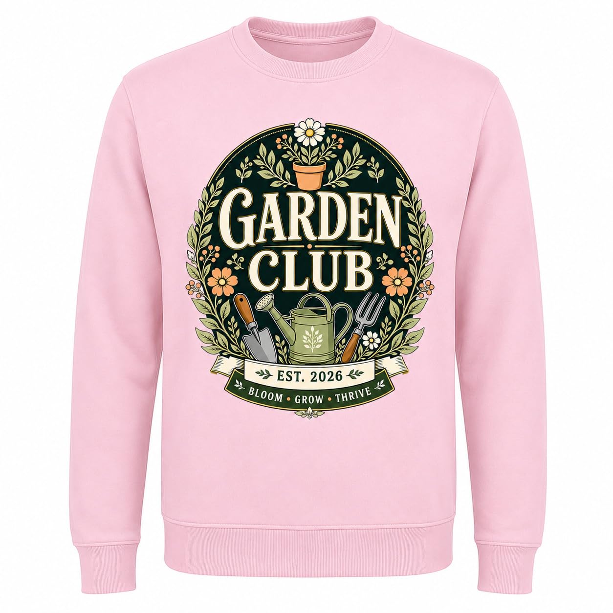Garden Club Sweatshirt Vintage Gardening Gift Unisex Adult Jumper Gardener Plant Lover Black Navy Pink Maroon Green - Galaxy Tees