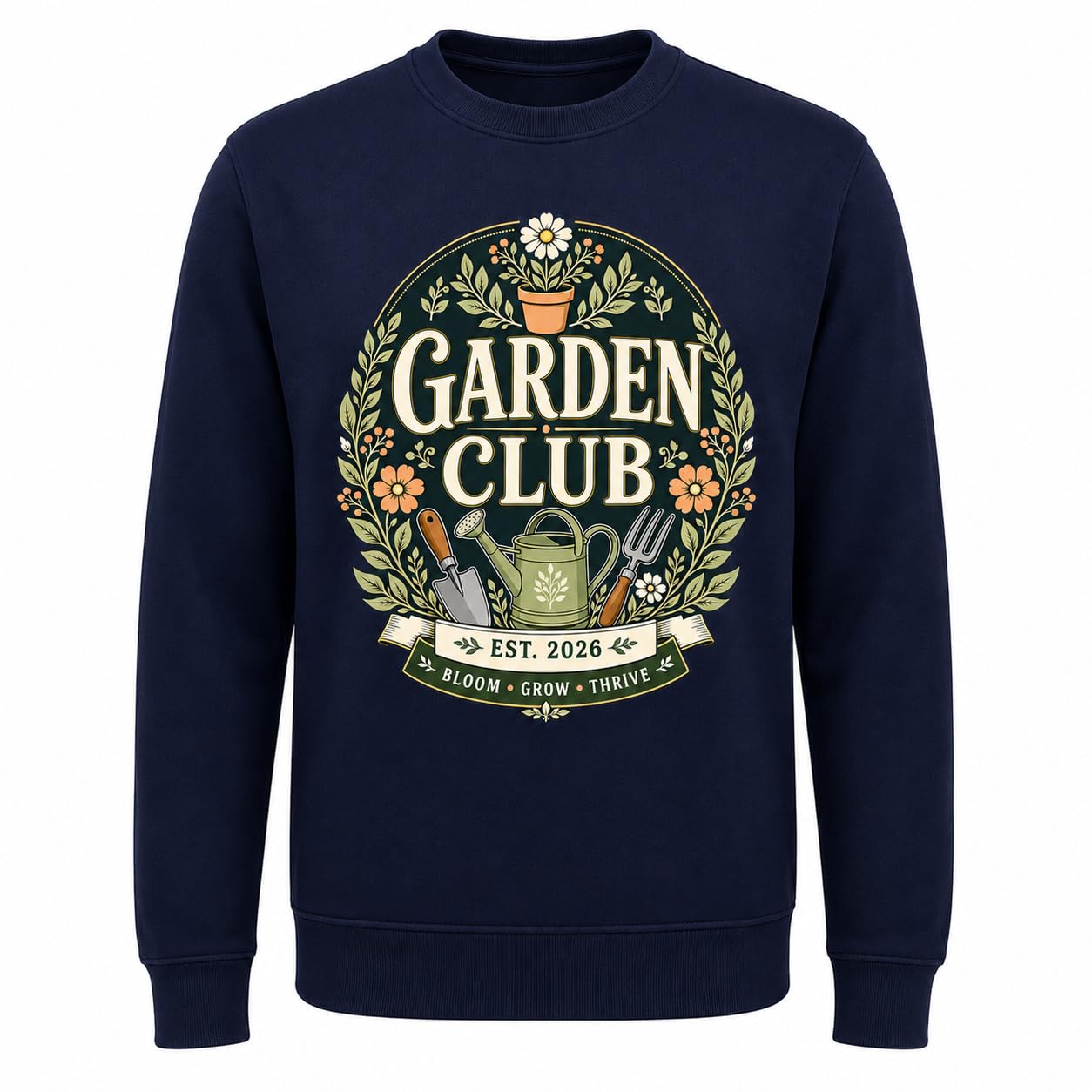 Garden Club Sweatshirt Vintage Gardening Gift Unisex Adult Jumper Gardener Plant Lover Black Navy Pink Maroon Green - Galaxy Tees