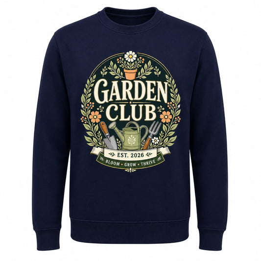 Garden Club Sweatshirt Vintage Gardening Gift Unisex Adult Jumper Gardener Plant Lover Black Navy Pink Maroon Green - Galaxy Tees