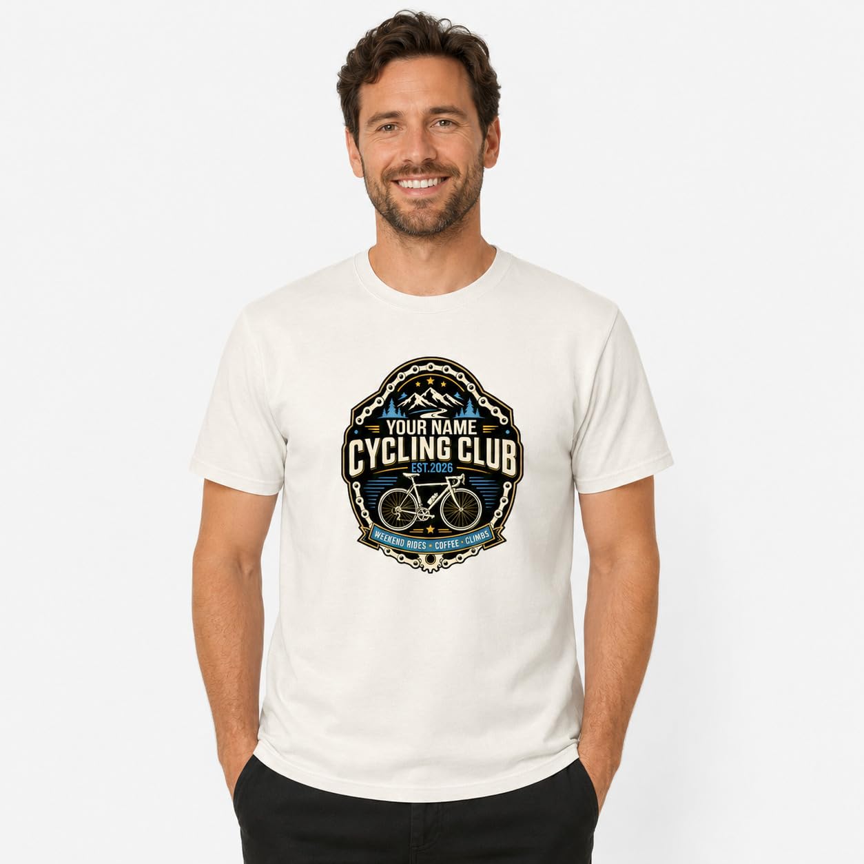 Personalised Cycling Club T-Shirt, Custom Name & Year Bicycle Rider T-Shirt, Cycling Gift for Men, Road Bike Club - Galaxy Tees