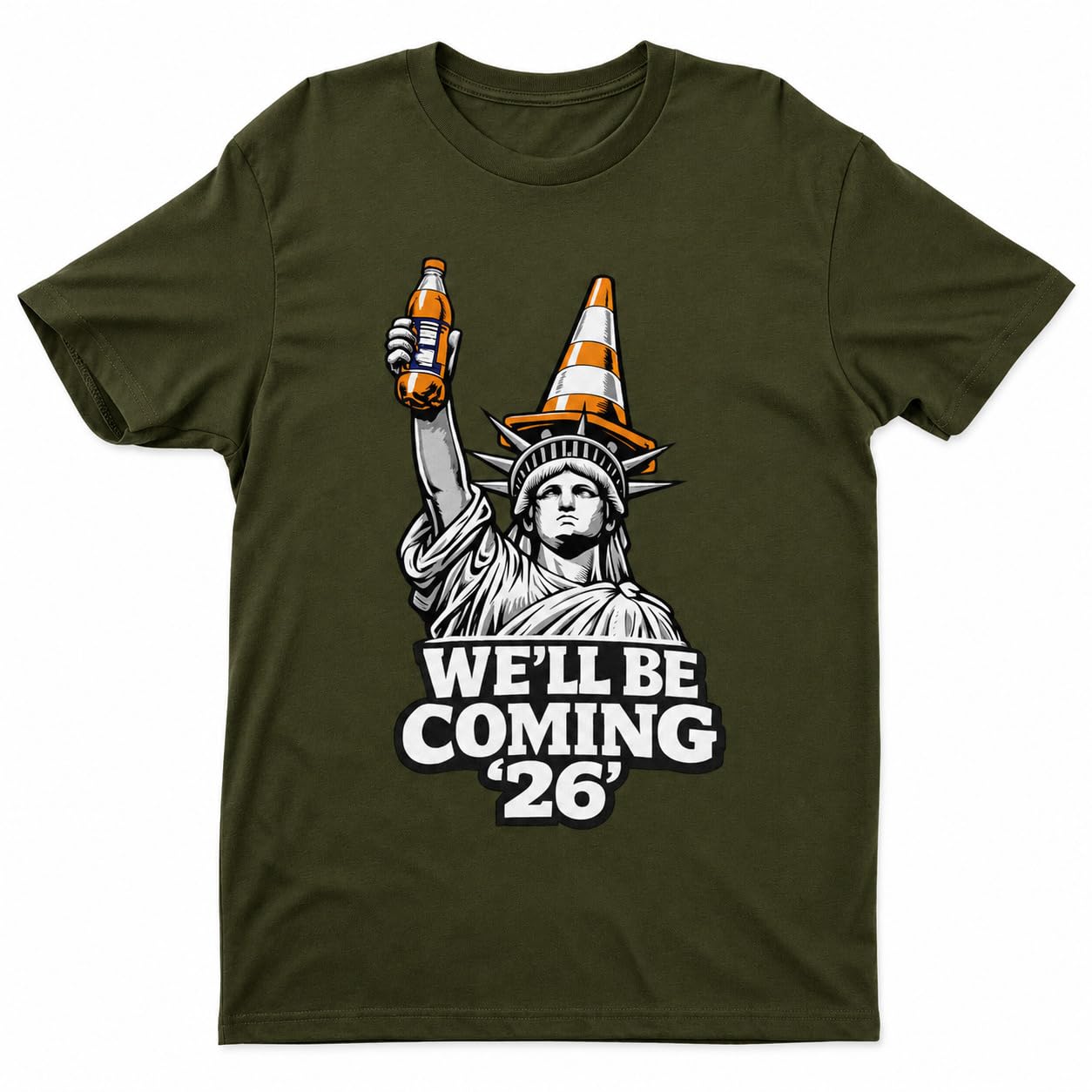Scotland Fans 2026 Football T-Shirt, We'll Be Coming Graphic T-Shirt, Statue Cone Parody Shirt, Adult Unisex Gift - Galaxy Tees