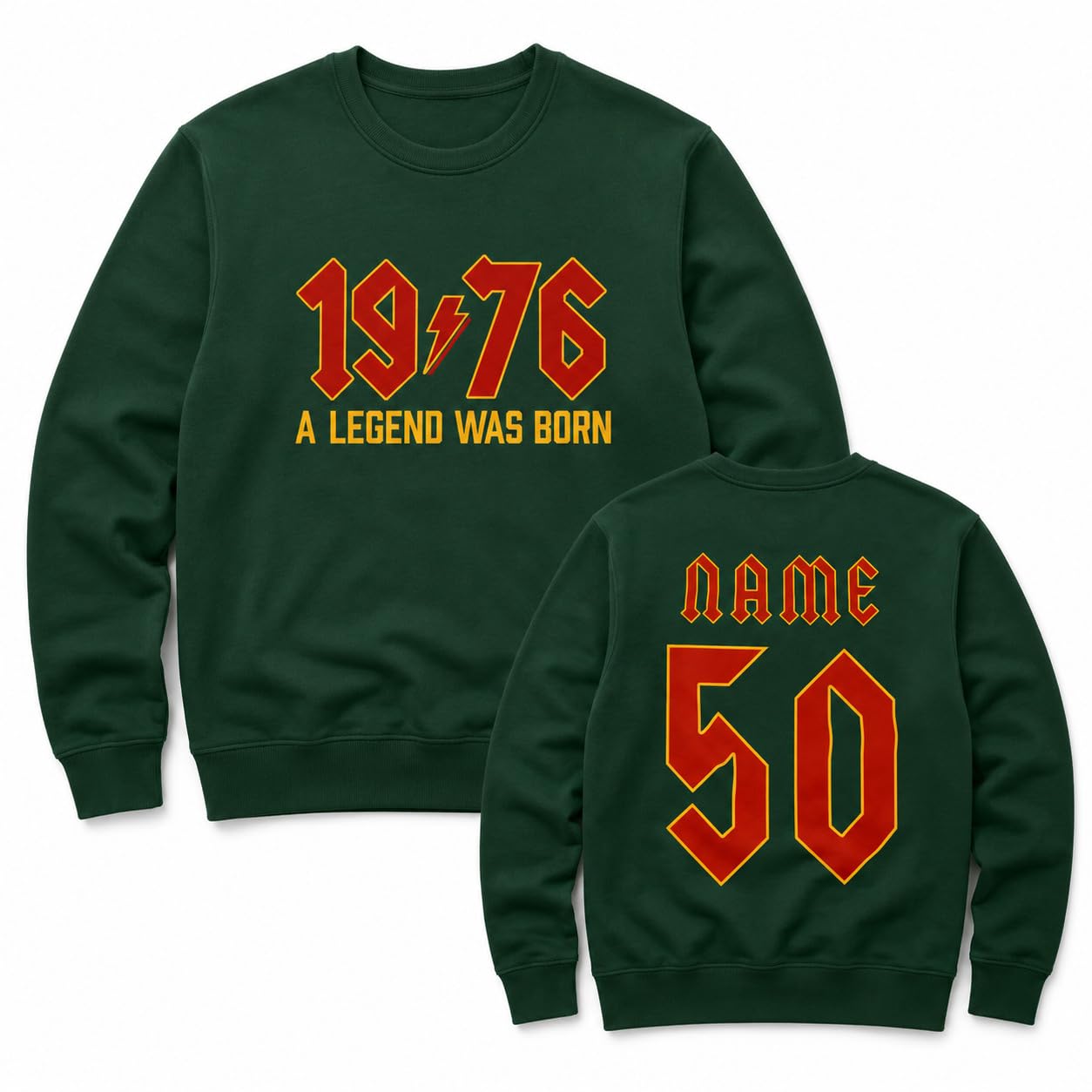 Personalised 50th Birthday Sweatshirt 2026 Vintage 1976 Rock Style Custom Name Back Print Unisex Birthday Gift - Galaxy Tees