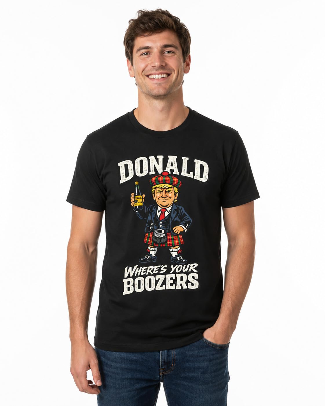 Galaxy Tees Donald Where's Your Boozers T-Shirt Scottish Parody Tee - Galaxy Tees