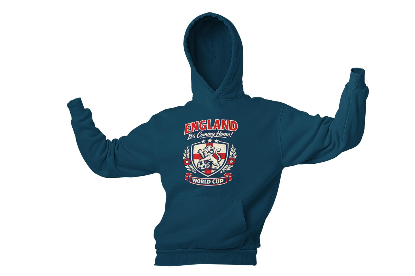 Personalised Galaxy Tees Kids England World Cup Hoodie, Custom Name & Number Back Print, Children’s Football Fan Pullover Top Gift - Galaxy Tees