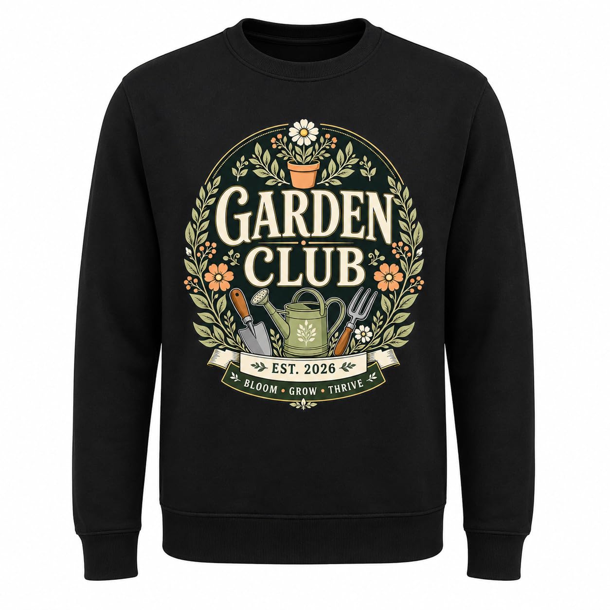 Garden Club Sweatshirt Vintage Gardening Gift Unisex Adult Jumper Gardener Plant Lover Black Navy Pink Maroon Green