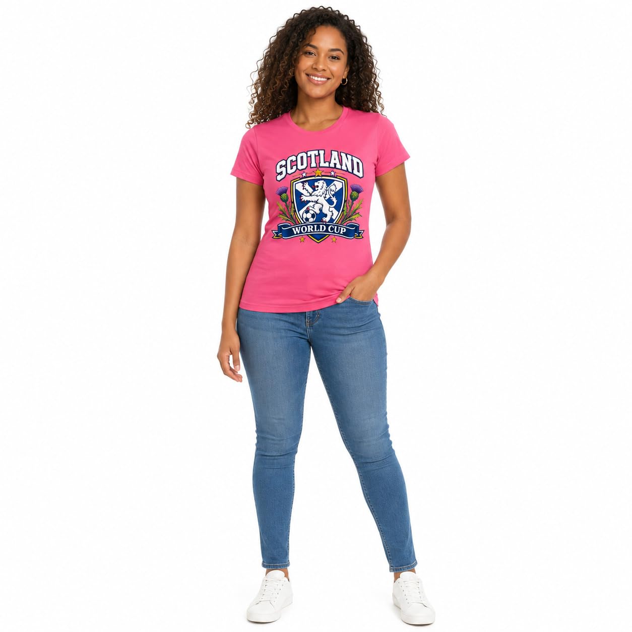 Women’s Scotland Saltire Thistle World Cup T-Shirt Ladies Scottish Football Fan T-Shirt Black Pink Purple Gift - Galaxy Tees