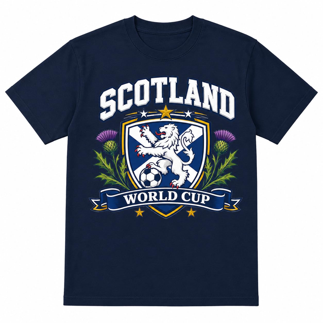 Men's Scotland Saltire Thistle World Cup T-Shirt 2026 Scottish Football Fan T-Shirt Black Navy Military Green - Galaxy Tees