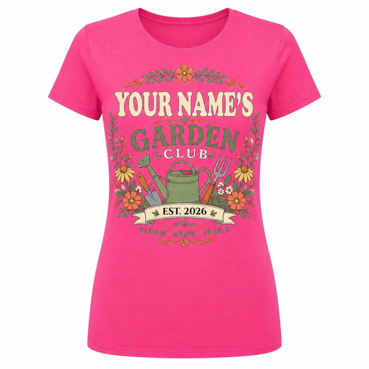 Women’s Personalised Garden Club T-Shirt Custom Name Year Gardening Gift Gardener Plant Lover T-Shirt - Galaxy Tees