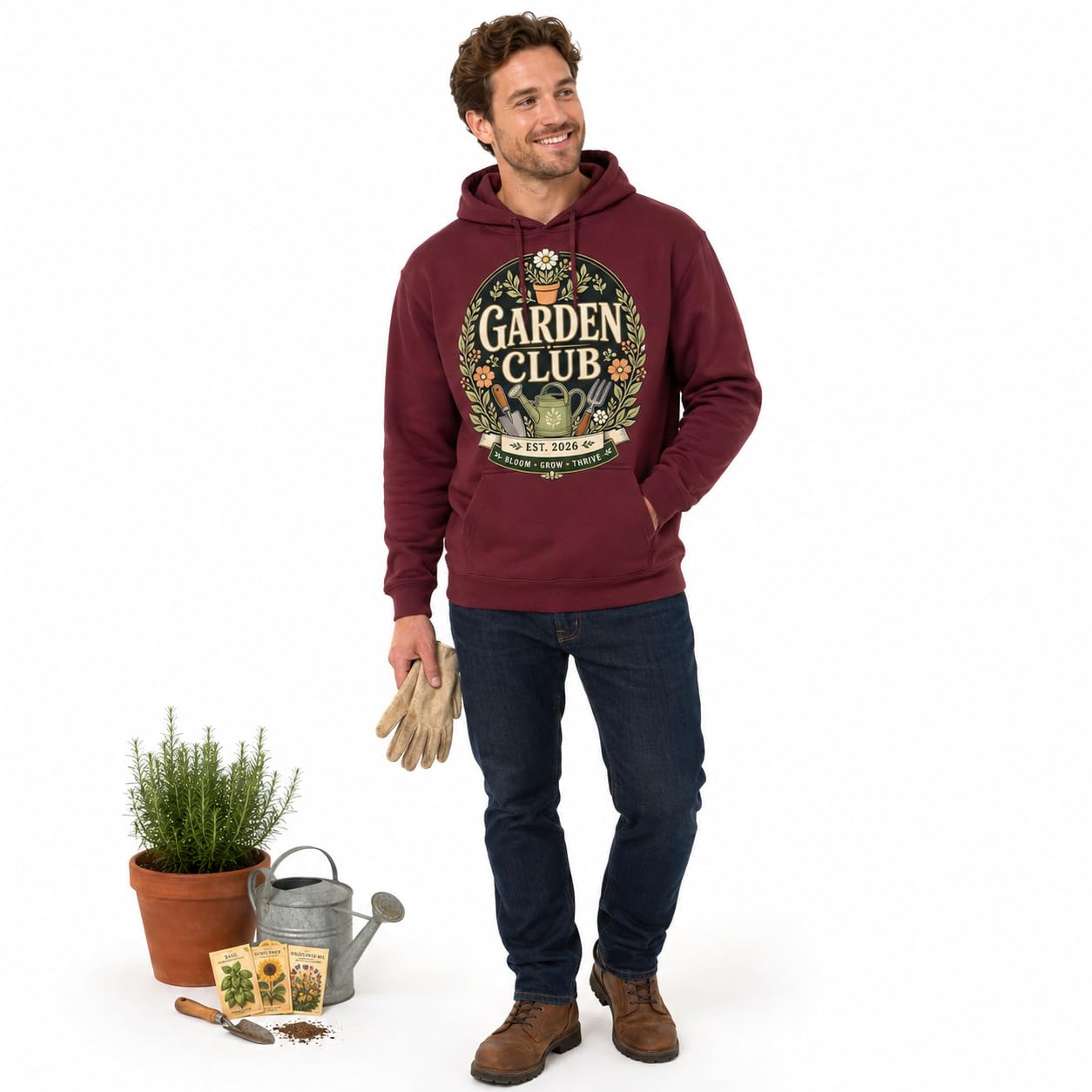 Garden Club Hoodie Vintage Gardening Gift Sweatshirt Unisex Gardener Plant Lover Pullover Top - Galaxy Tees