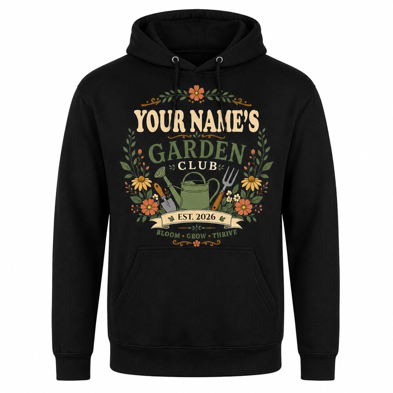 Personalised Garden Club Hoodie Custom Name Year Gardening Gift Adult Unisex Gardener Plant Lover Sweatshirt