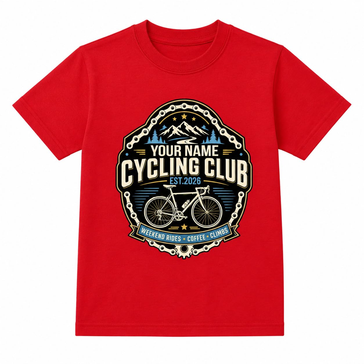 Kids Personalised Cycling Club T-Shirt Custom Name Year Bike Rider T-Shirt Cycling Gift for Boys Girls Bicycle Club - Galaxy Tees