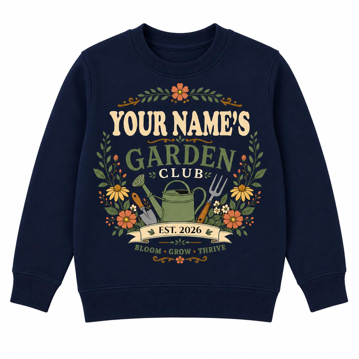 Kids Personalised Garden Club Sweatshirt Custom Name Year Gardening Gift Boys Girls Little Gardener Jumper - Galaxy Tees