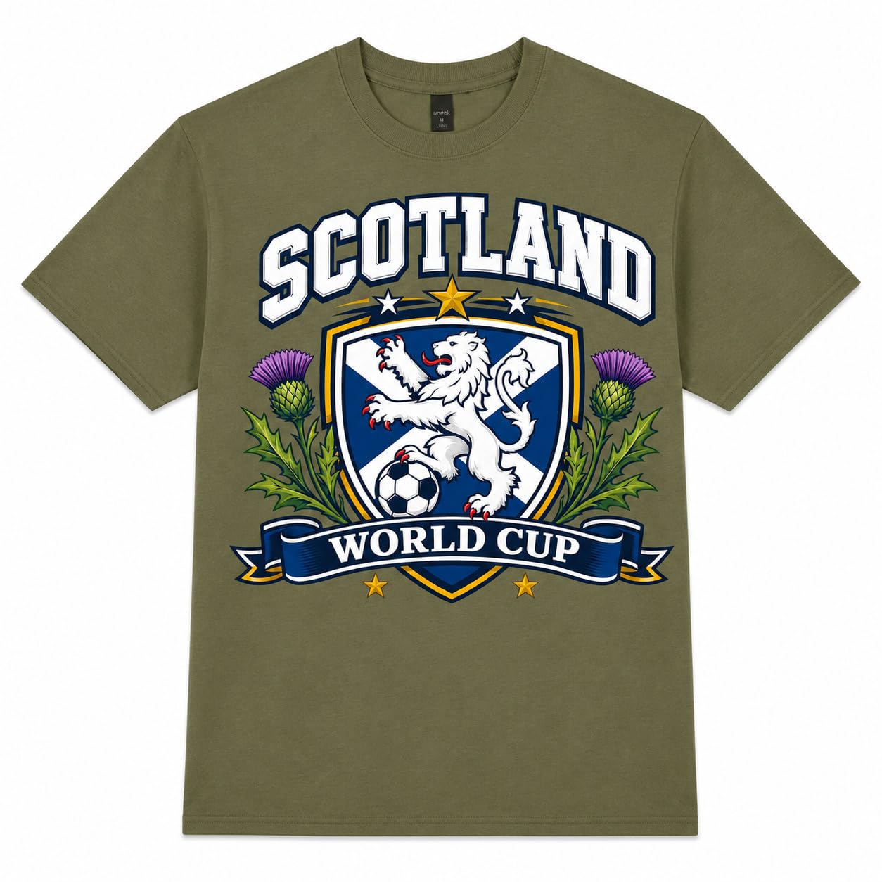 Men's Scotland Saltire Thistle World Cup T-Shirt 2026 Scottish Football Fan T-Shirt Black Navy Military Green - Galaxy Tees