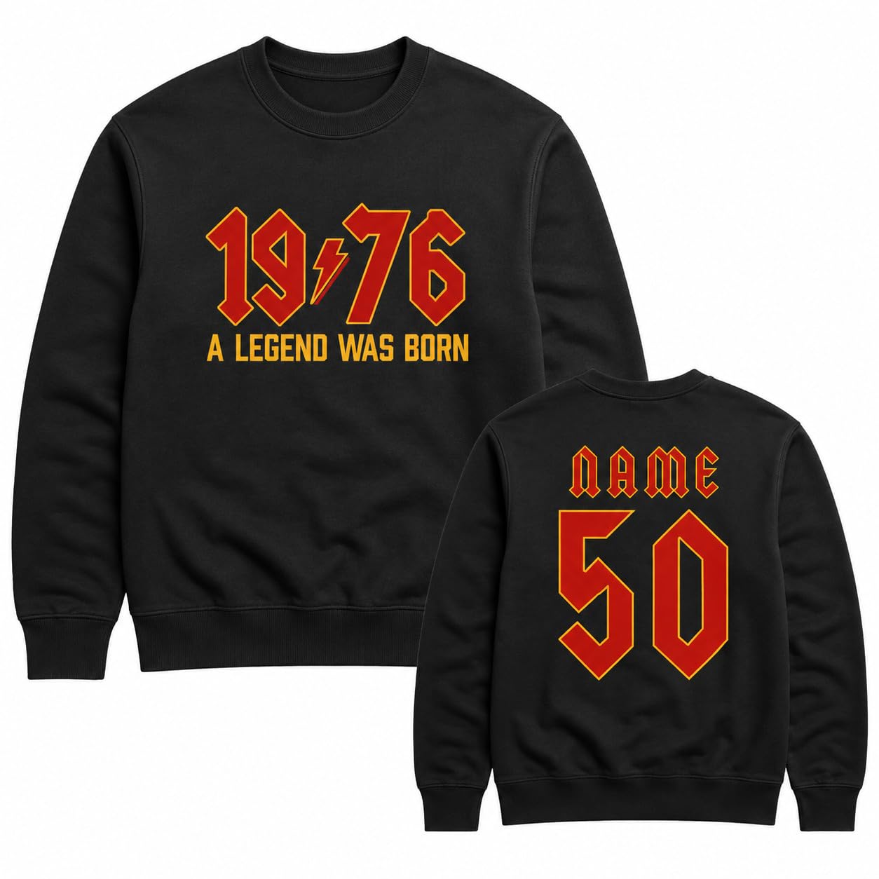 Personalised 50th Birthday Sweatshirt 2026 Vintage 1976 Rock Style Custom Name Back Print Unisex Birthday Gift