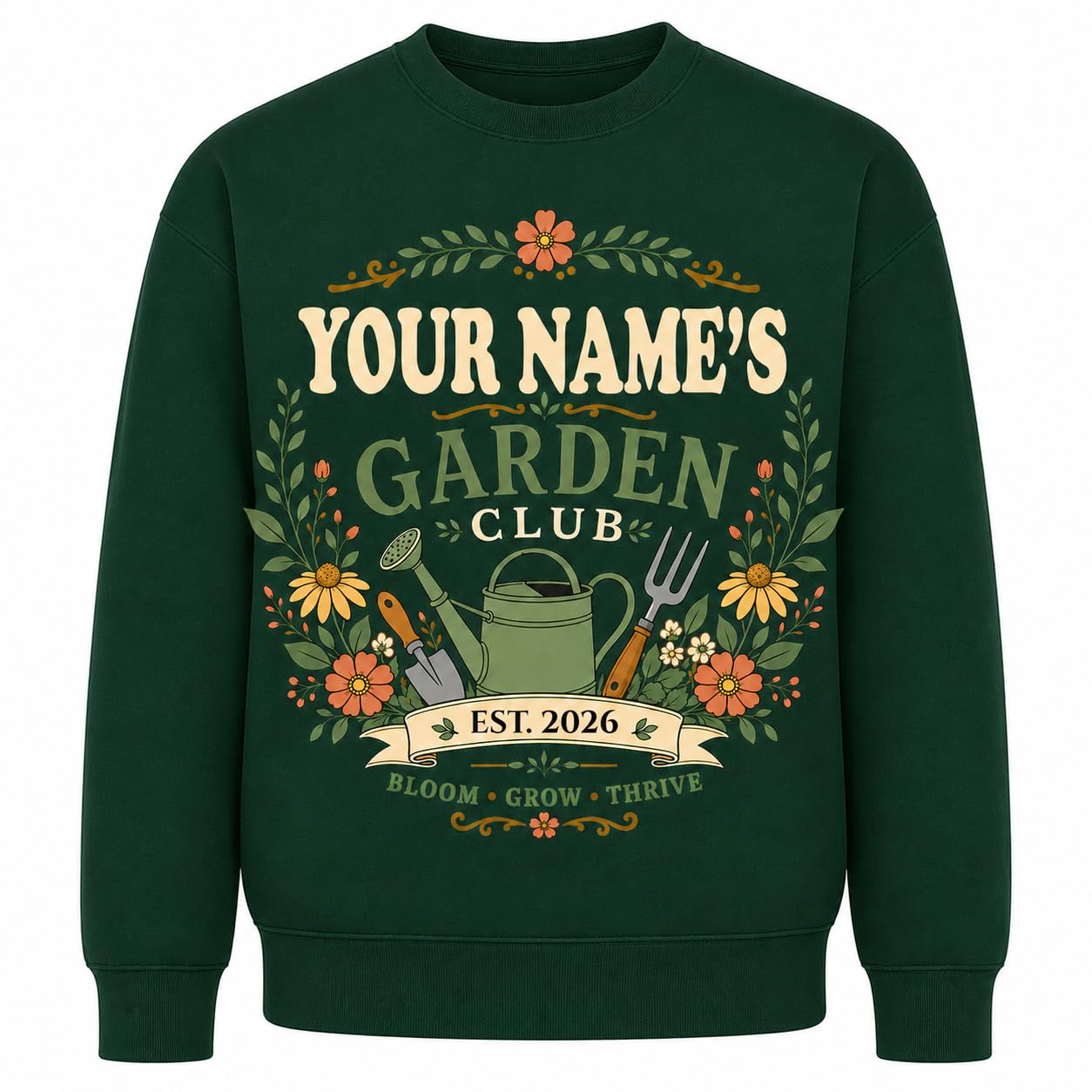 Personalised Garden Club Sweatshirt Custom Name Year Gardening Gift Adult Unisex Gardener Plant Lover Jumper - Galaxy Tees
