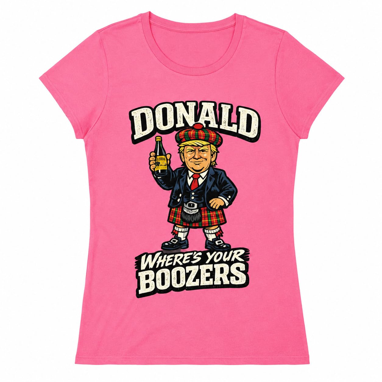 Galaxy Tees Women's Donald Where's Your Boozers T-Shirt Scottish Parody Tee - Galaxy Tees