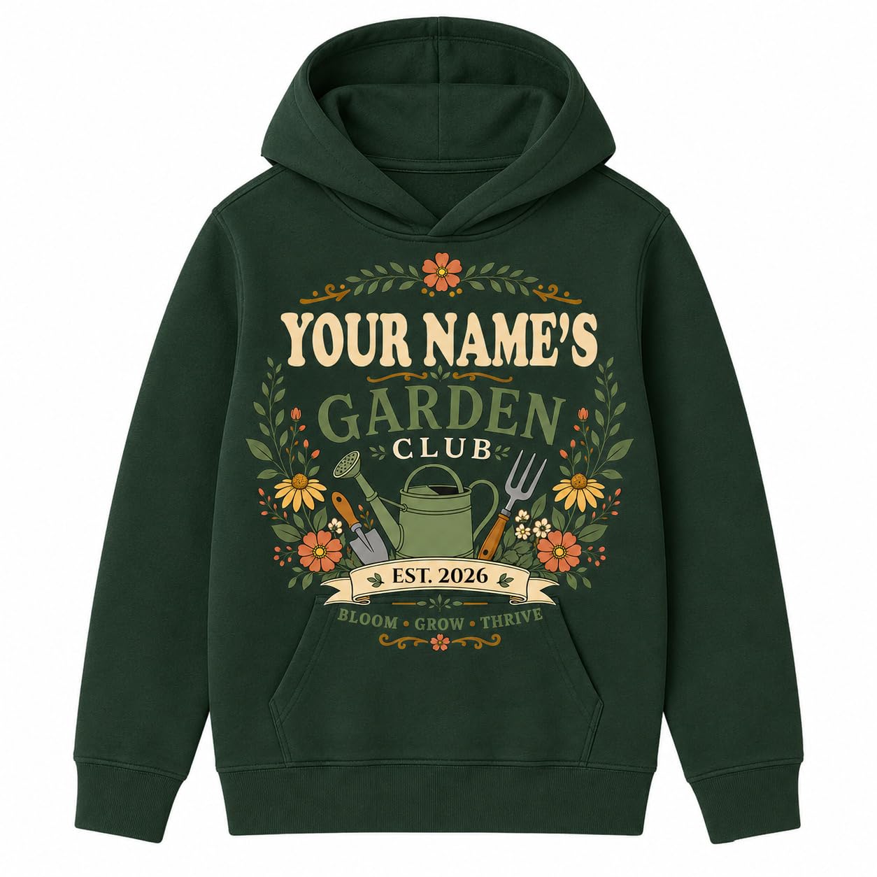 Kids Personalised Garden Club Hoodie Custom Name Year Gardening Gift Boys Girls Little Gardener Sweatshirt - Galaxy Tees
