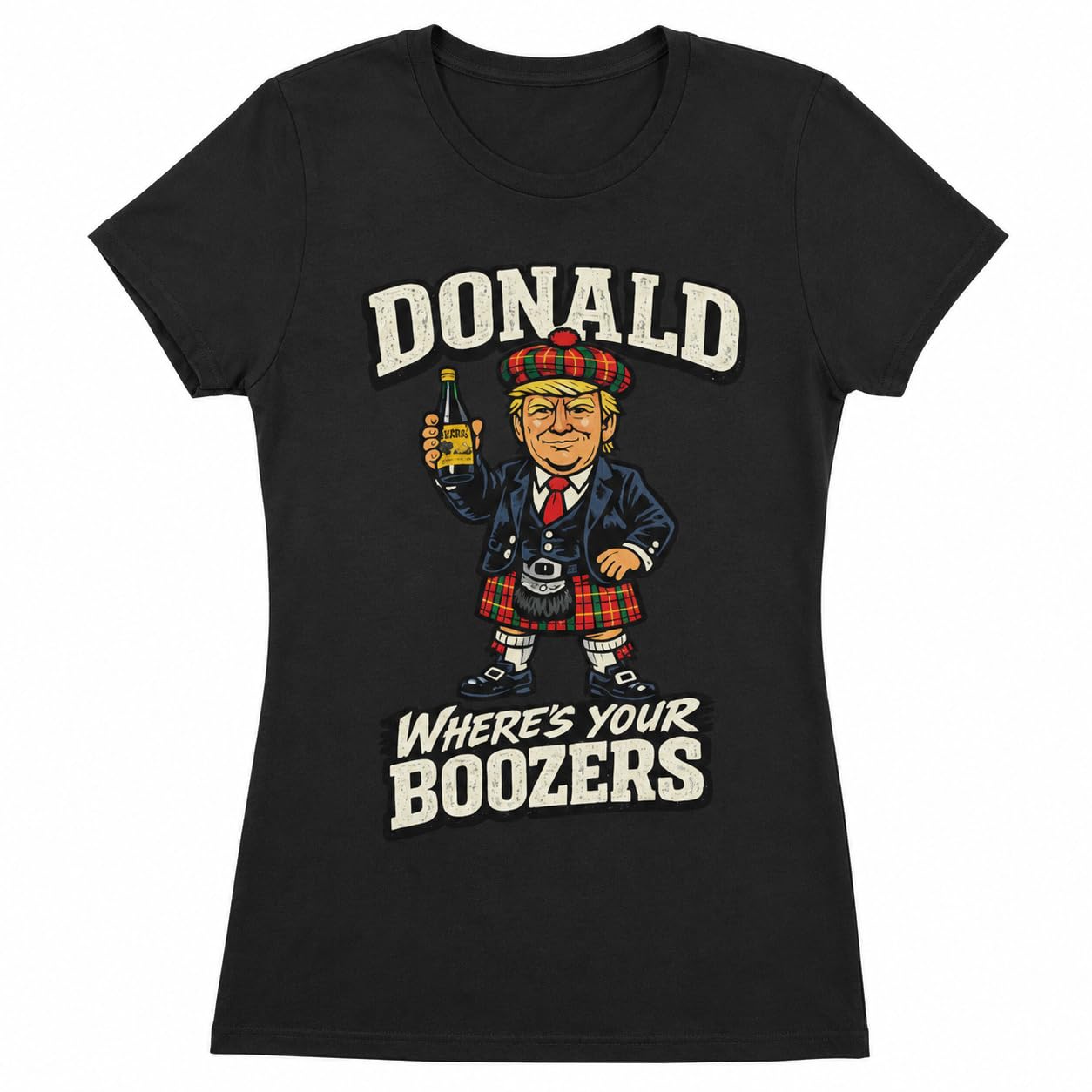 Galaxy Tees Women's Donald Where's Your Boozers T-Shirt Scottish Parody Tee - Galaxy Tees