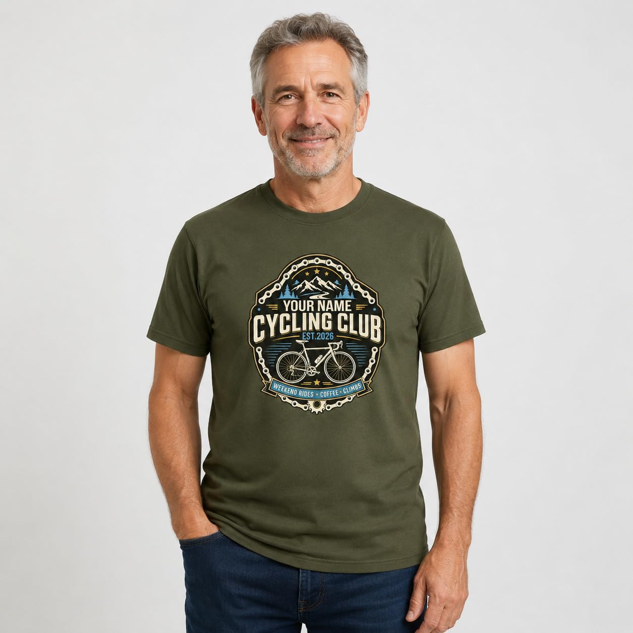 Personalised Cycling Club T-Shirt, Custom Name & Year Bicycle Rider T-Shirt, Cycling Gift for Men, Road Bike Club - Galaxy Tees