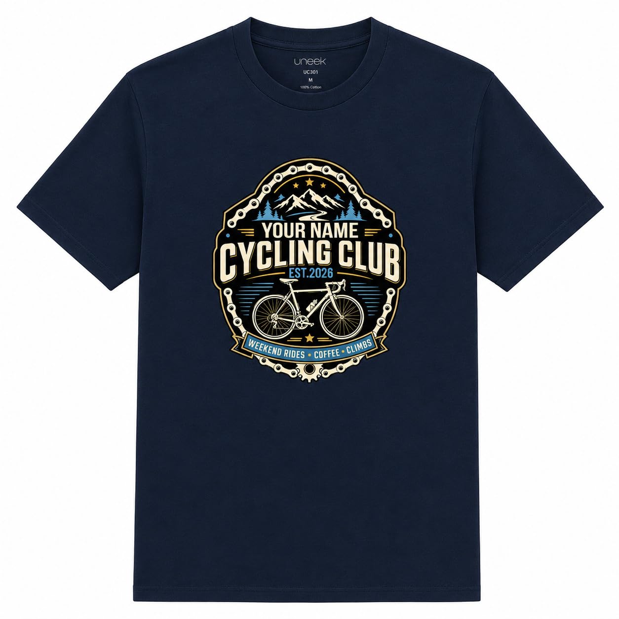 Personalised Cycling Club T-Shirt, Custom Name & Year Bicycle Rider T-Shirt, Cycling Gift for Men, Road Bike Club
