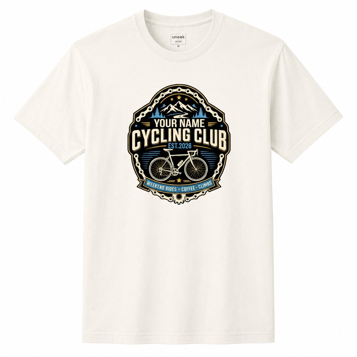 Personalised Cycling Club T-Shirt, Custom Name & Year Bicycle Rider T-Shirt, Cycling Gift for Men, Road Bike Club - Galaxy Tees