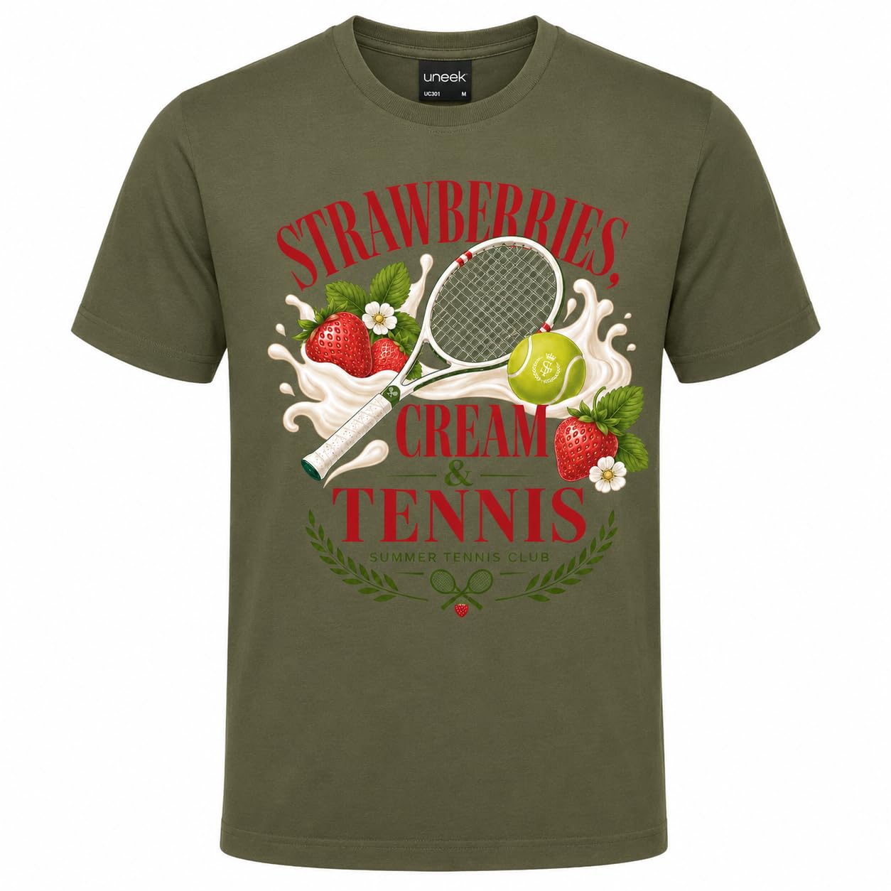 Galaxy Tees Strawberries Cream & Tennis T-Shirt Summer Tennis Gift Tee - Galaxy Tees