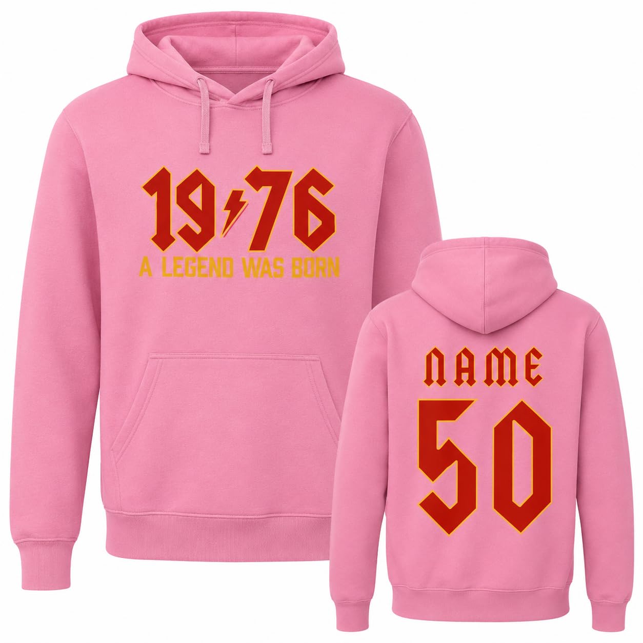Personalised 50th Birthday Hoodie 2026 Vintage 1976 Rock Style Custom Name Back Print Unisex Birthday Gift - Galaxy Tees