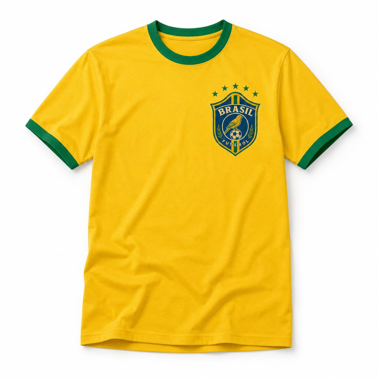 Galaxy Tees Retro Brazil Ringer T-Shirt Country Colour Contrast Tee - Galaxy Tees