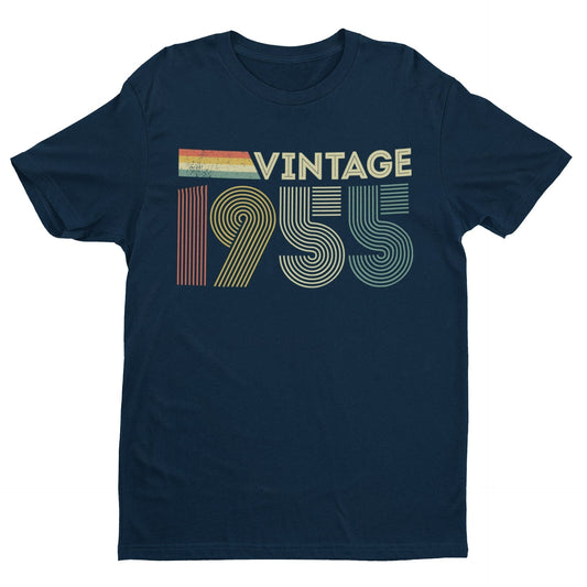 70th Birthday in 2025 Gift Idea Vintage 1955 T-Shirt Retro Font ClassiGalaxy Tees