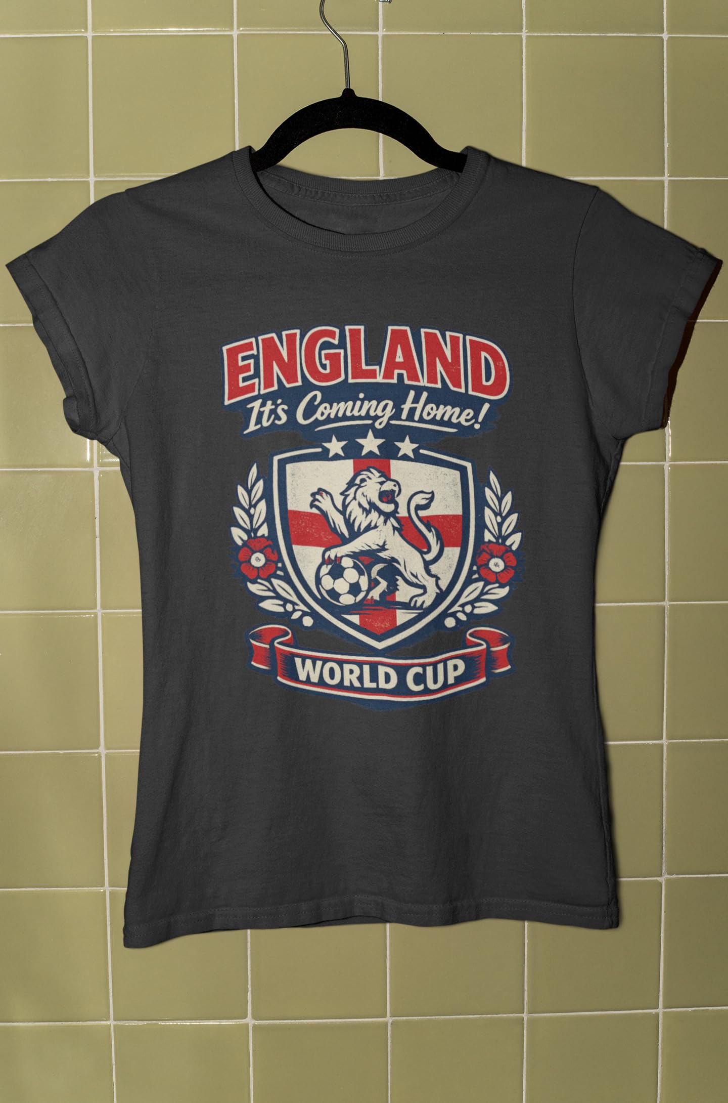 Personalised Galaxy Tees Women's Women’s England World Cup T-Shirt, Custom Name & Number Back Print, Ladies Football Fan Gift - Galaxy Tees