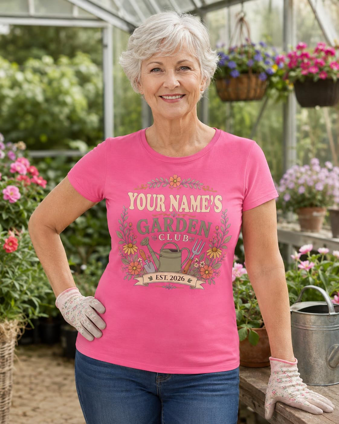 Women’s Personalised Garden Club T-Shirt Custom Name Year Gardening Gift Gardener Plant Lover T-Shirt - Galaxy Tees