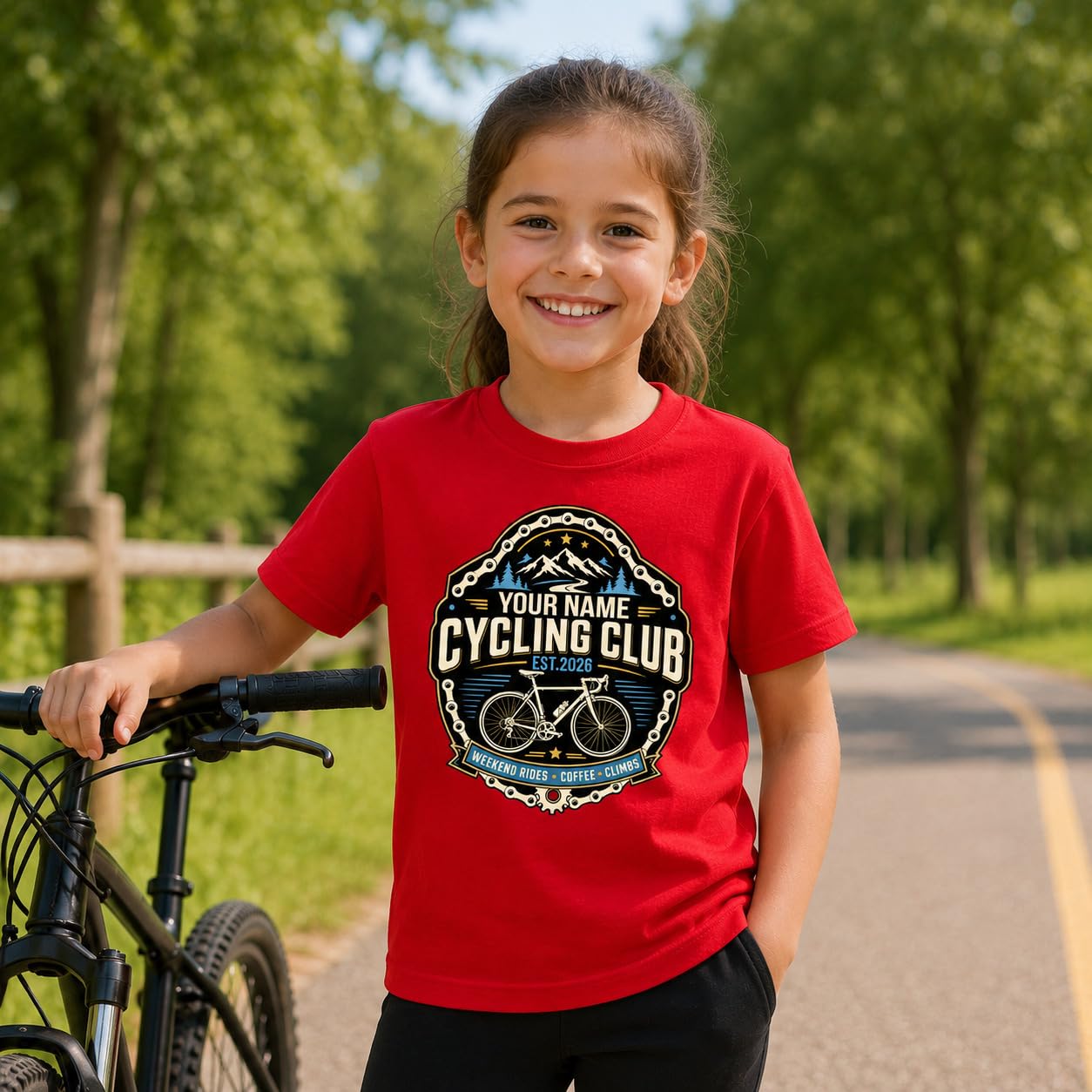 Kids Personalised Cycling Club T-Shirt Custom Name Year Bike Rider T-Shirt Cycling Gift for Boys Girls Bicycle Club - Galaxy Tees