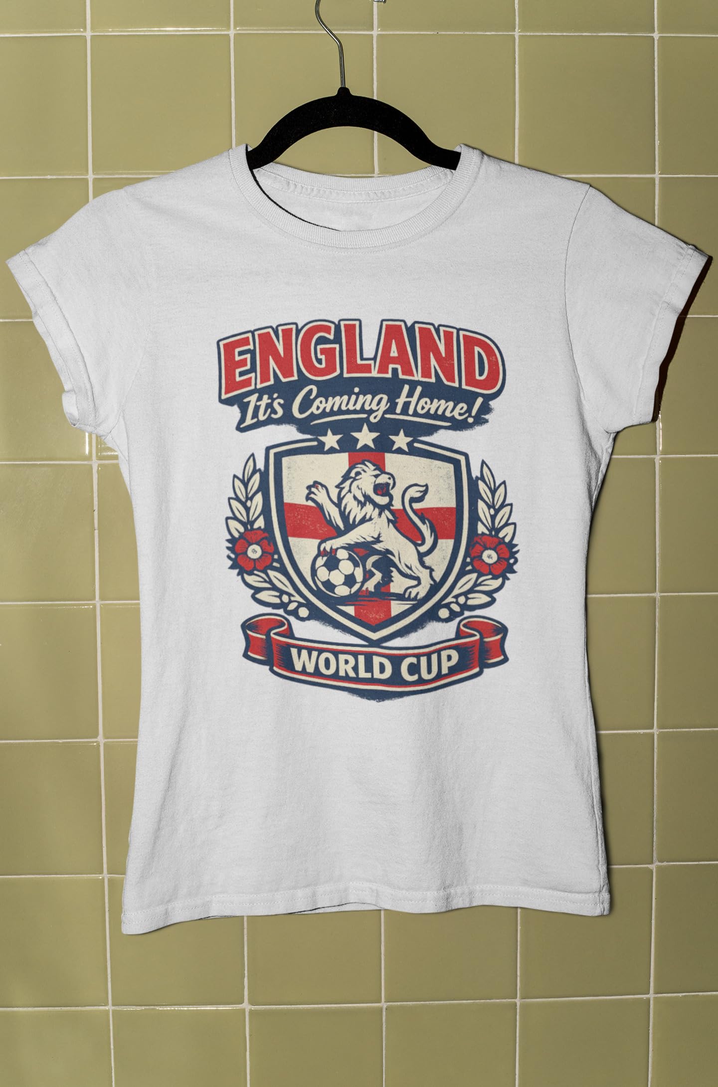 Personalised Galaxy Tees Women's Women’s England World Cup T-Shirt, Custom Name & Number Back Print, Ladies Football Fan Gift - Galaxy Tees
