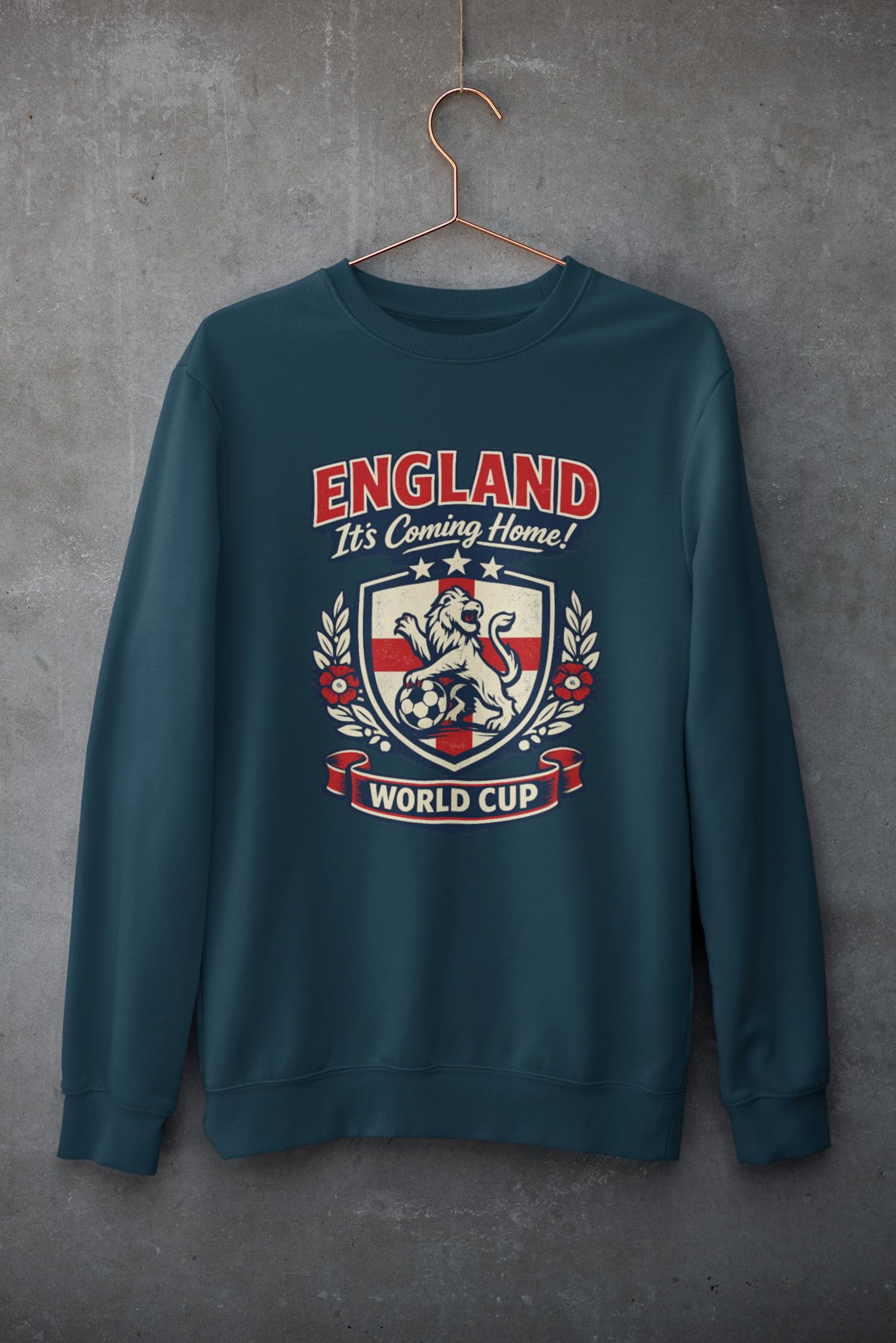 Personalised England World Cup Sweatshirt Custom Name Number Back Print Adult Football Fan Jumper Gift - Galaxy Tees