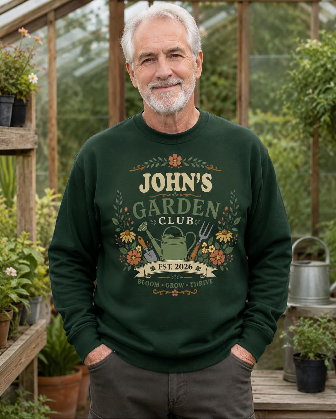 Personalised Garden Club Sweatshirt Custom Name Year Gardening Gift Adult Unisex Gardener Plant Lover Jumper - Galaxy Tees
