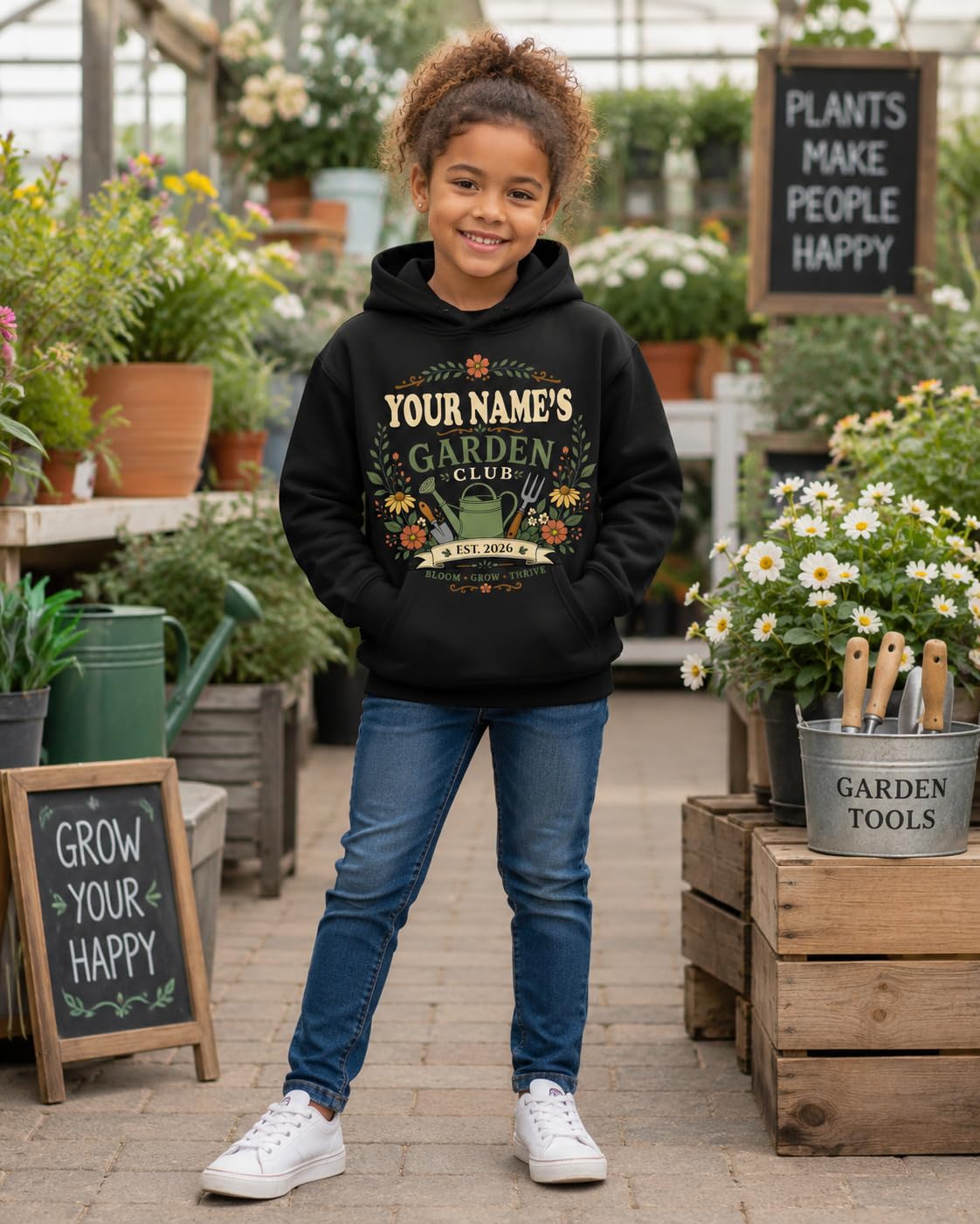 Kids Personalised Garden Club Hoodie Custom Name Year Gardening Gift Boys Girls Little Gardener Sweatshirt - Galaxy Tees