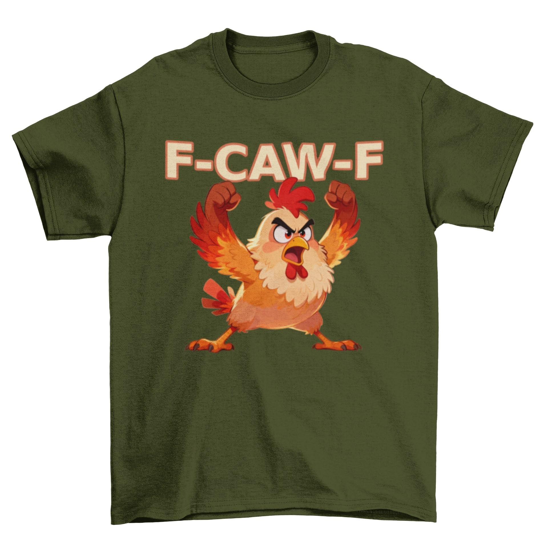 Galaxy Tees F-CAW-F Angry Chicken T-Shirt Funny Farmyard Slogan Tee - Galaxy Tees