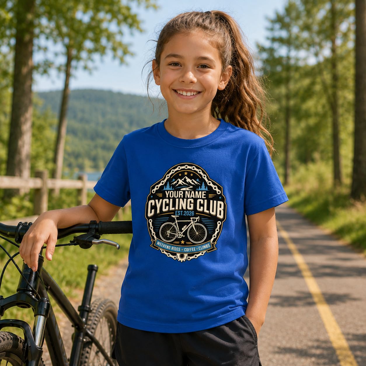 Kids Personalised Cycling Club T-Shirt Custom Name Year Bike Rider T-Shirt Cycling Gift for Boys Girls Bicycle Club - Galaxy Tees