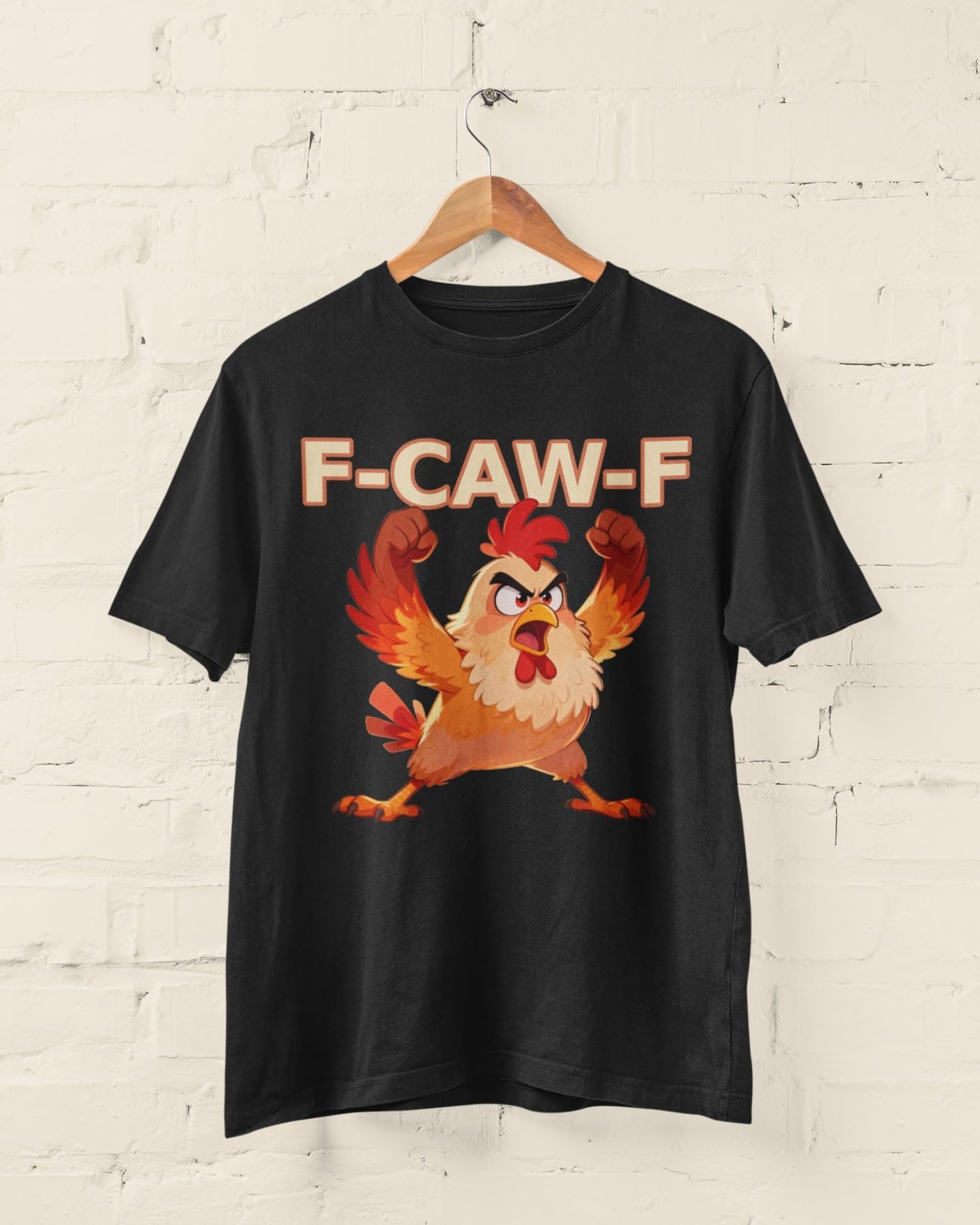 Galaxy Tees F-CAW-F Angry Chicken T-Shirt Funny Farmyard Slogan Tee - Galaxy Tees